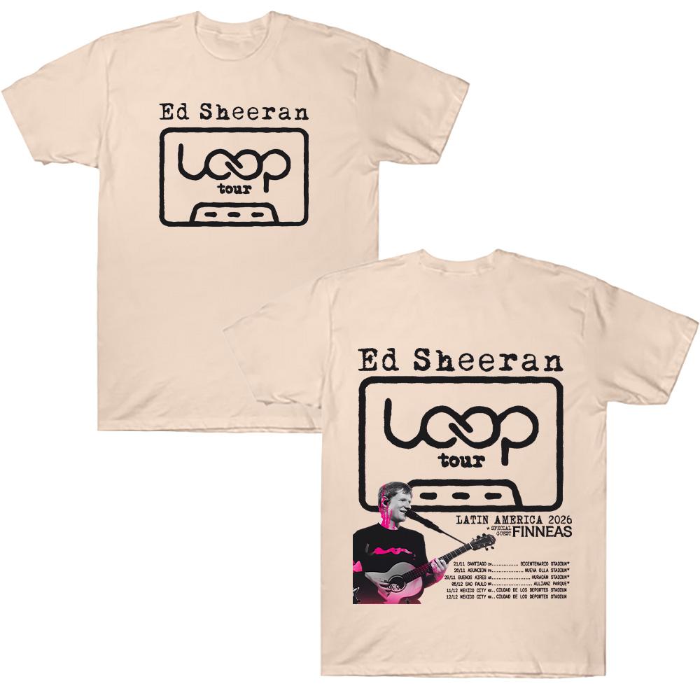 Ed Sheeran Loop Tour LATEINAMERIKA 2026 T-Shirt Übergroßes Grafik-T-Shirt Herren Mode Baumwolle Damen Freizeit Locker Kurzarm-T-Shirt