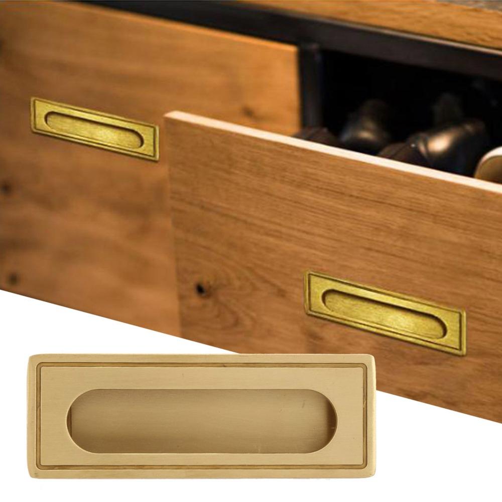 Brass Recessed Handle Flat Finger Pull Design With 2 Installation Screws Invisible Finger Pull 105x38x11.5mm