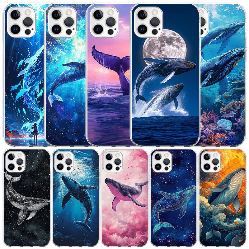 Humpback Whale Sea Giant Soft Cover for iPhone 16 17 Air 15 14 Pro Max 16E Phone Case 13 Mini 12 11 7 SE 8 Print Pattern Fit Cas