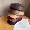 Retro Style Octagon Hat For Girls In Pu Leather With Sunshade And Breathability