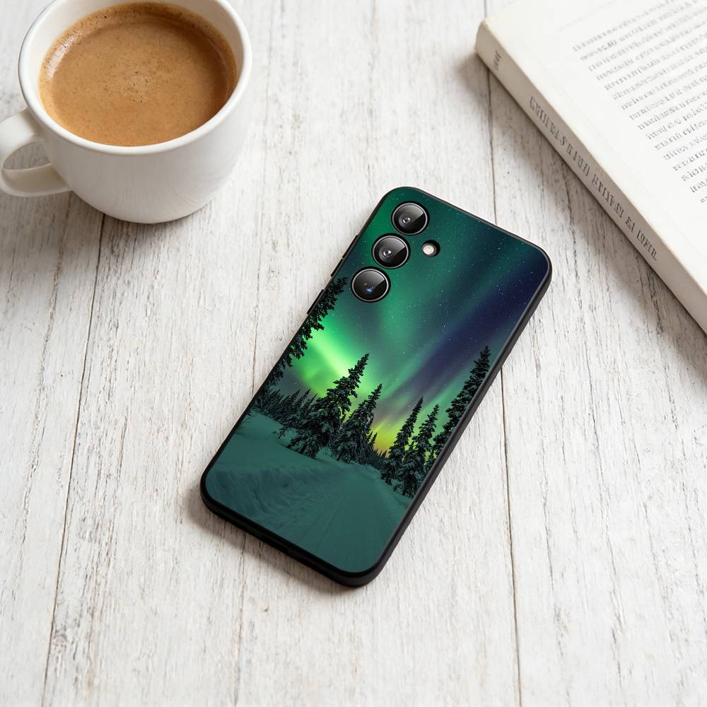 Northern Lights  Phone Case Black Silicone Soft For Samsung Galaxy A73,A72,A71,A70,A53,A52,A51