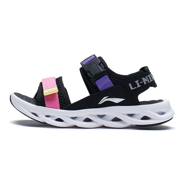 

Li Ning Детская спортивная серия повседневные модные сандалии детские сандалии черно-розовые YKUS004-4 34