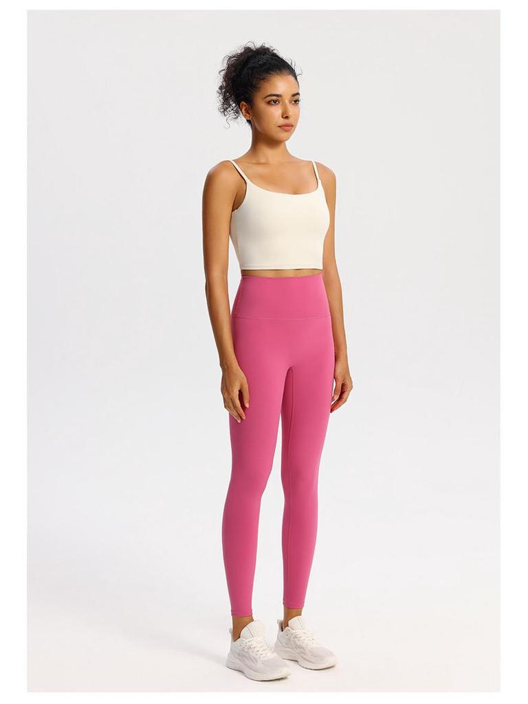 Nude Feel Women's Sports Bra with Pads - Summer Workout Camisole Vest with Beautiful Back Design