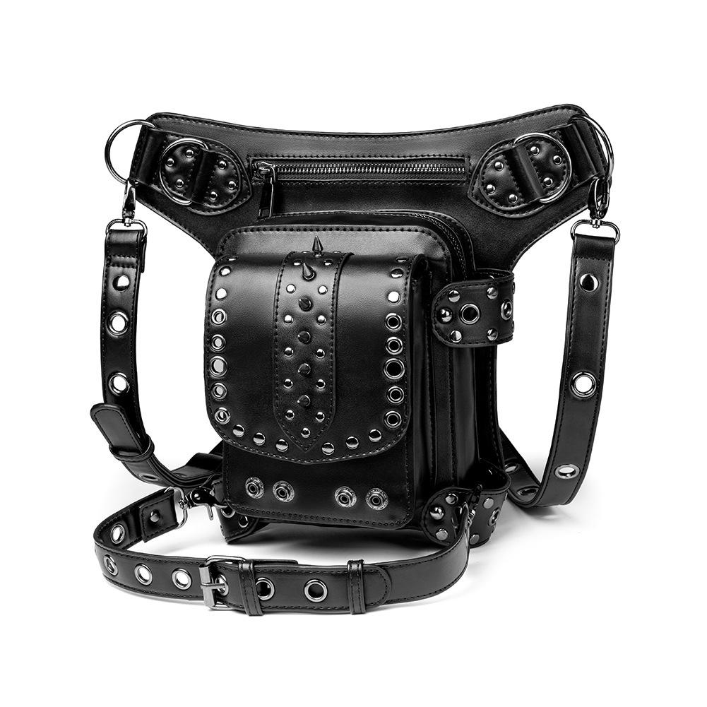 European and American Punk Women's Single-shoulder Crossbody Bag, Outdoor Mobile Phone Trend Riveted Waist Bag