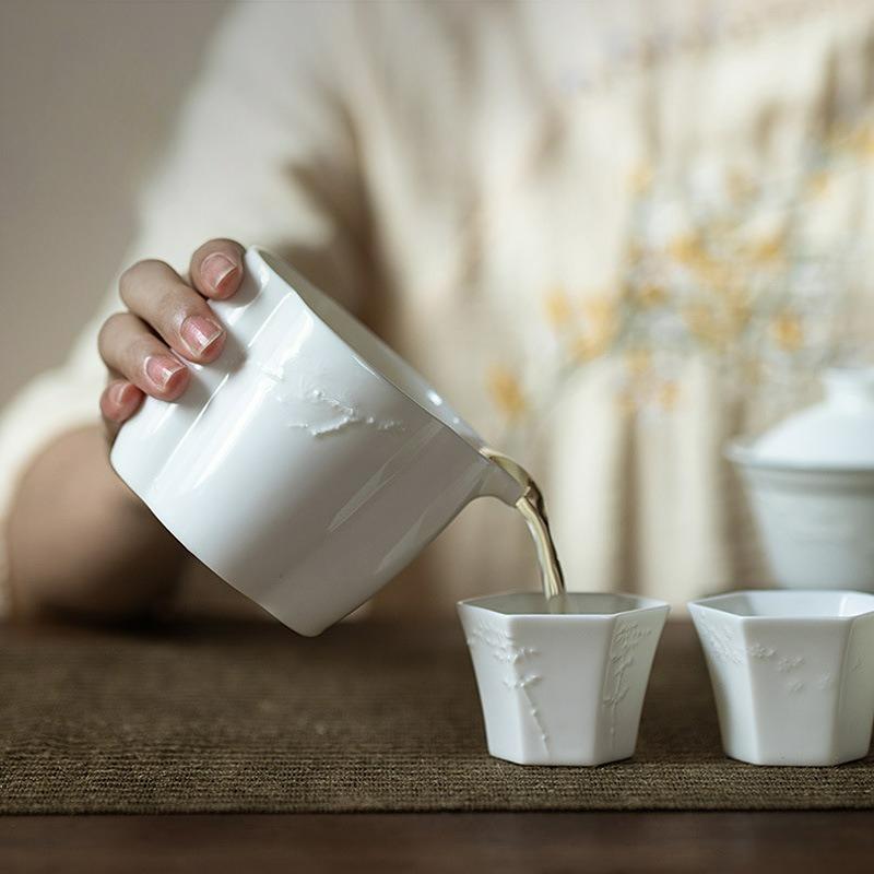 Retro Ceramics Fair Cup Tea Pitcher Teacup Creative Heat-resistant Cha Hai Household Justice Cup Teaset Drinkware Accessories