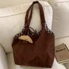 Retro Autumn and Winter New Suede Shoulder Bag Plaid Large Capacity Commuting Lazy Wind Portable Tote Bag Women