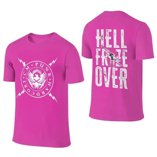 Креативная футболка CM Punk Hell Froze Over, мужская хлопковая футболка с круглым вырезом, короткий рукав, футболка с короткими рукавами спереди и сзади, две стороны, топы на день рождения