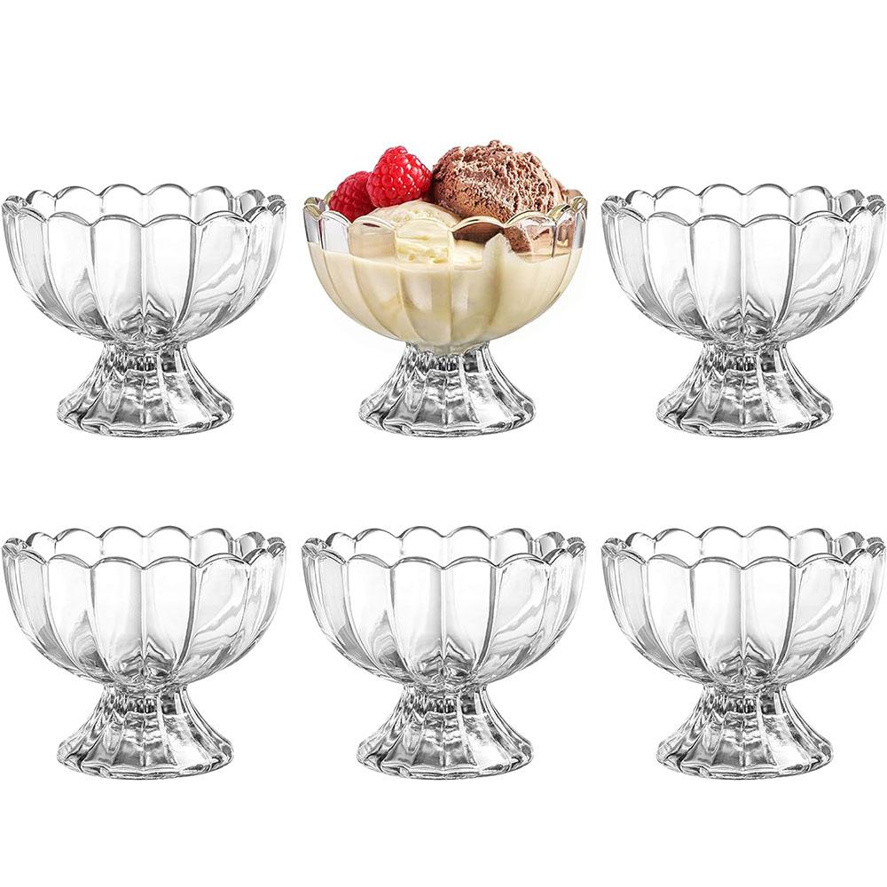 

5oz Footed Tulip Glass Dessert Bowls Iced Cream Dessert Bowl Drinking Cup for Sundae, Fruit, Ice Cream, Snack, Condiment 2PCS