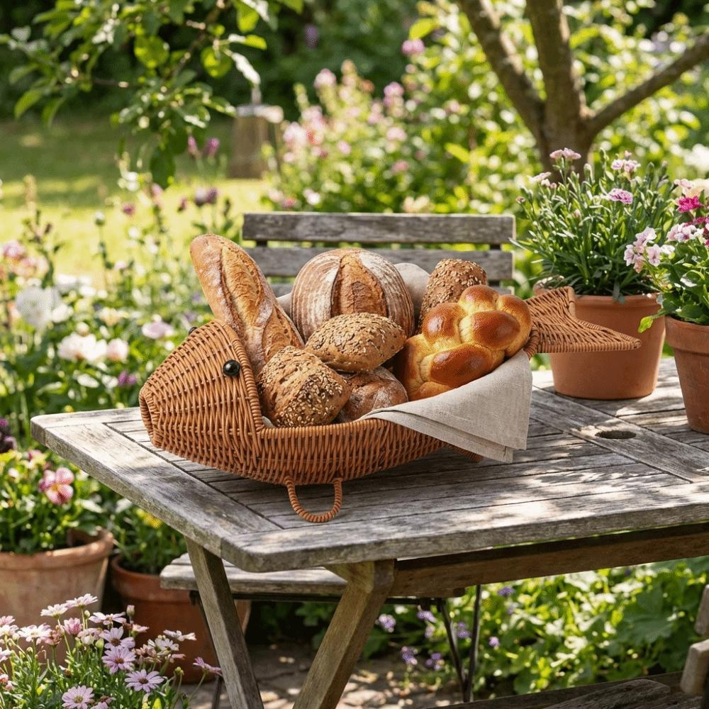 Fish Shape Snack Fruit Plate Plastic Woven Storage Basket Cute Drain Basket  Kitchen Storage