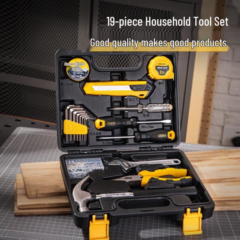 Deli 19-Piece Household Manual Tool Kit CN plug (adapter included)