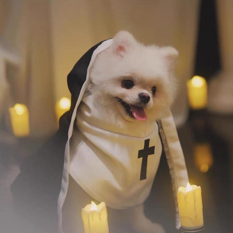 Nun Style Pet Costume Breathing Material Fun Photo Prop For Small And Medium Pets