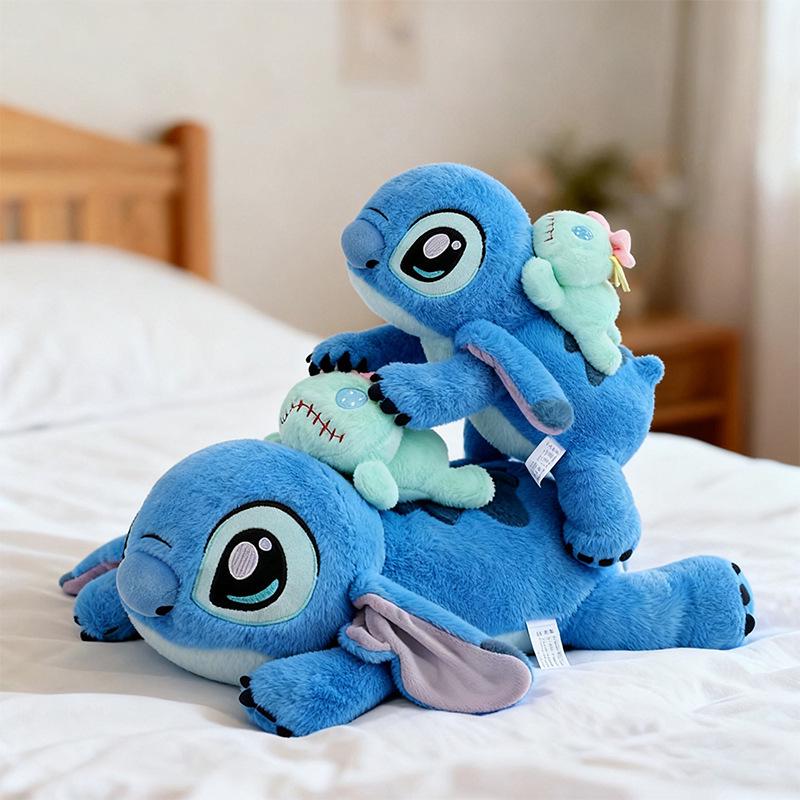 Large Gold Stitch Plush Pillow - Cute Long Doll Backrest for Kids