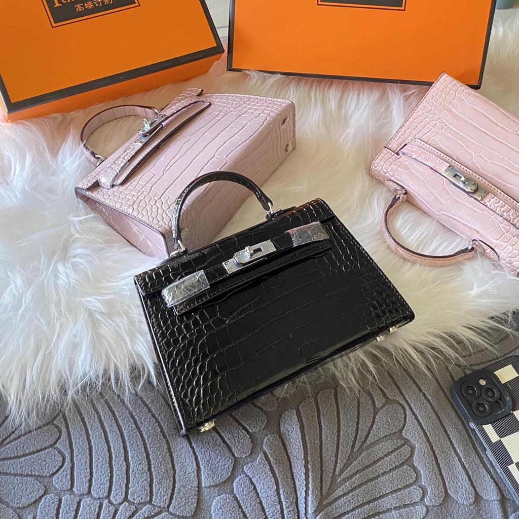 Europese & Amerikaanse Retro Krokodillenpatroon Kelly Enkelbandige Crossbody Tas: High-End, Modieuze, Lichte Luxe Handtas voor Dames