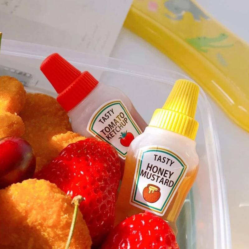4Pcs 25Ml Mini Tomato Ketchup Bottle Portable Sauce Salad Dressing Container
