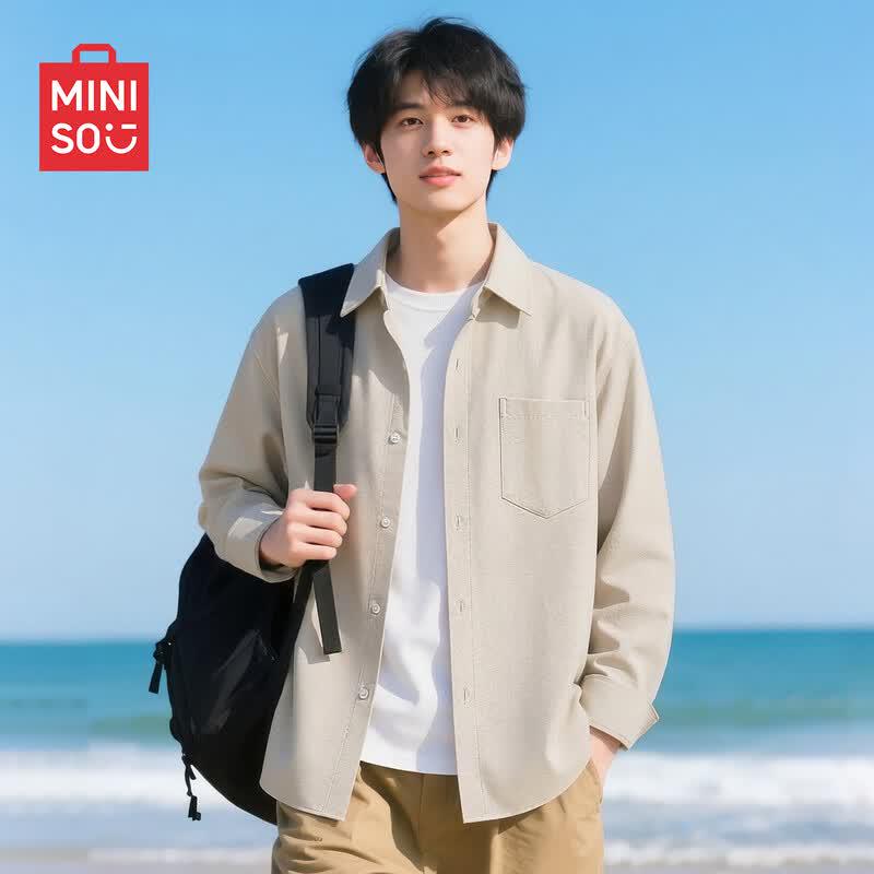 MINISO Men's Minimalist Oxford Button-Down Shirt
