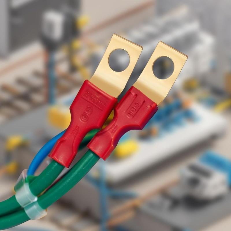 100Pcs Quick Disconnects Brass Spades Connectors 1/4Inch Male Tabs Crimps Terminals for Home Appliances and Machinery