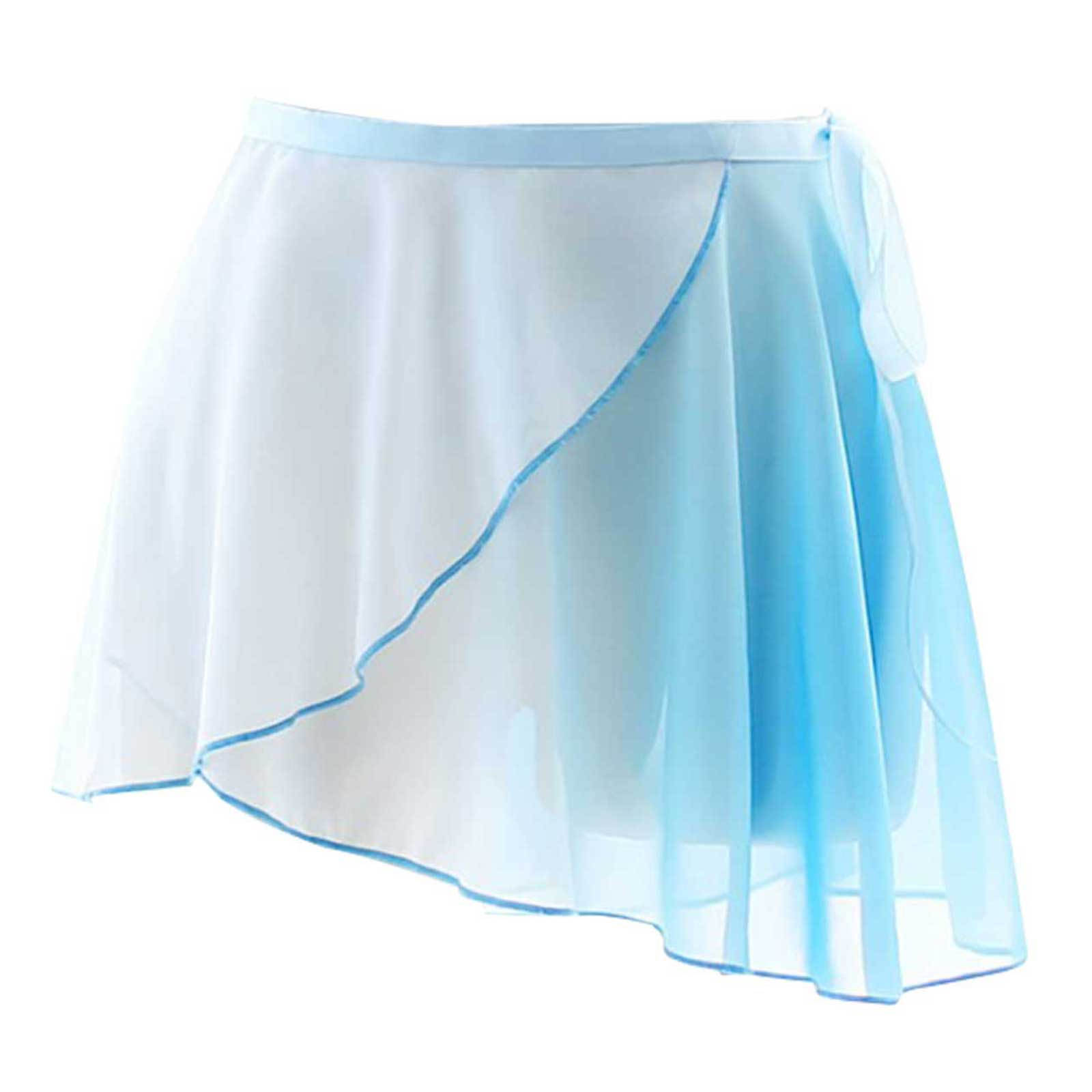 

Womens Lace-up Gradient Chiffon Wrap Skirt Ballet Dance Training Gymnastics Performance Asymmetric Mini Skirt One Size