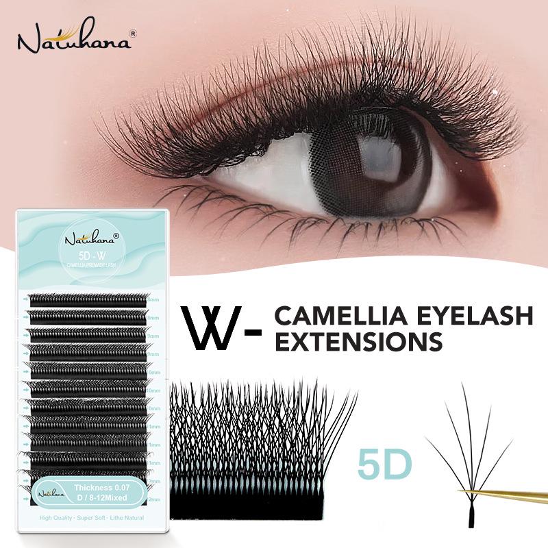 

NATUHANA W-shaped Natural Eyelashes - Camellia 5-Leaf Clover Style 0.07 D-Curl
