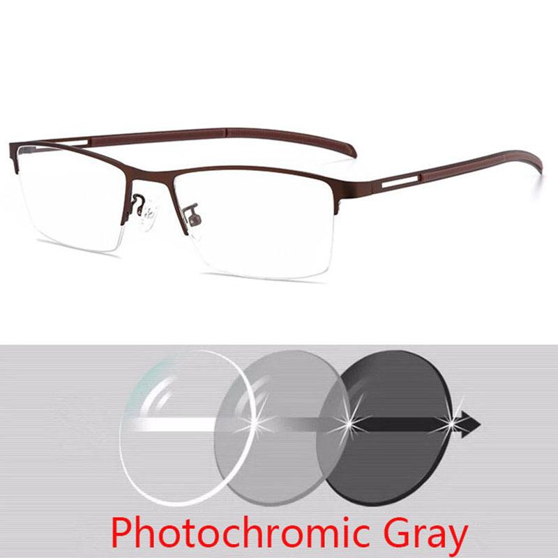 

Alloy Ultra-Light Photochromic Eyeglasses Half Metal Frame Myopia Optical Prescription Shortsight SPH 0 -0.5 -0.75 -1.0 TO -6.0 Myopia -1.75