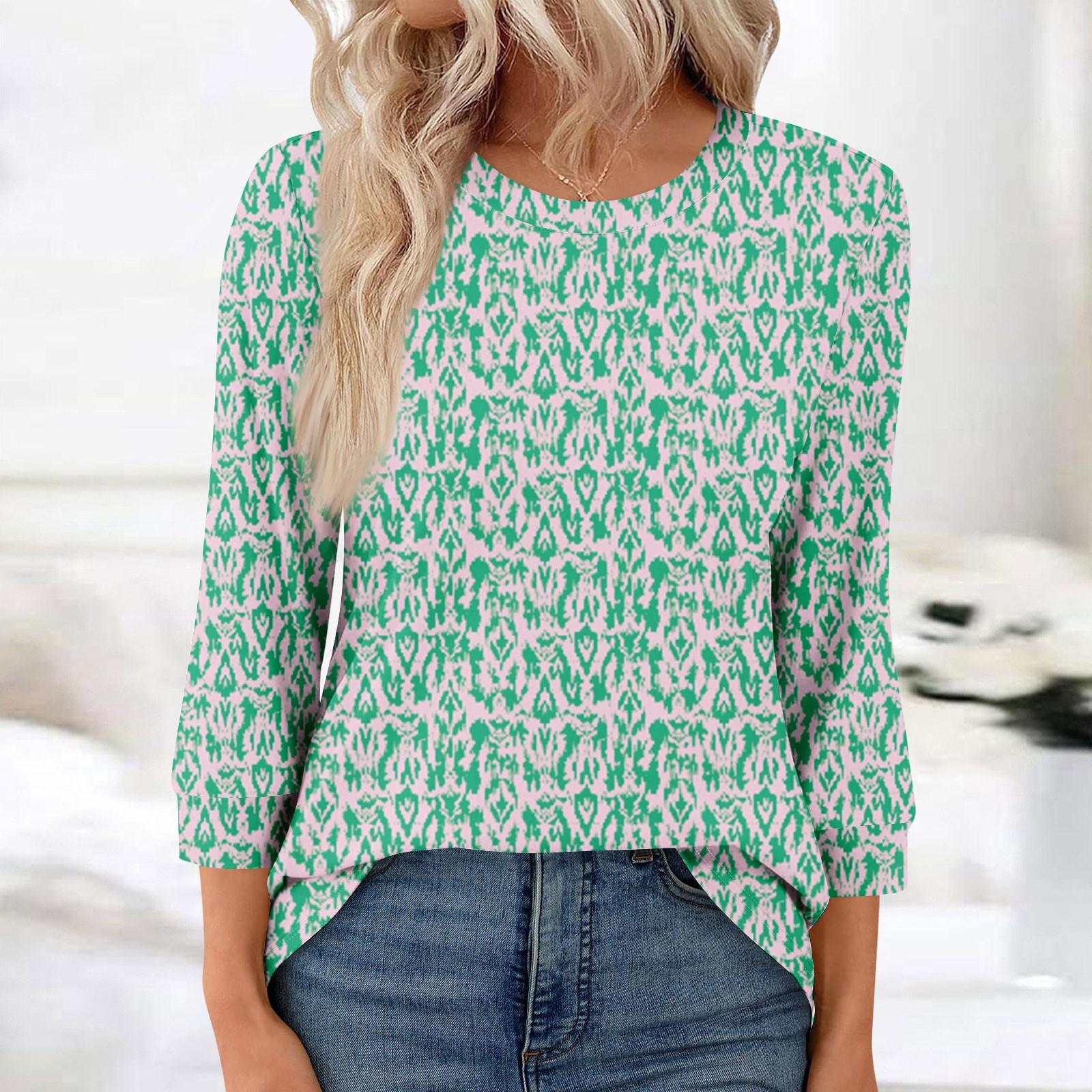 

Женская модная повседневная свободная футболка с круглым вырезом и рукавами 3/4 с принтом, женский топ XXL