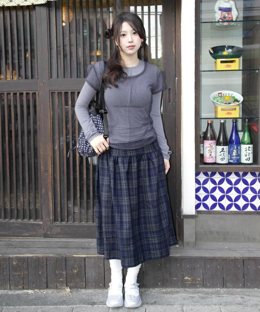 MIXXO Check Midi Skirt_Miwwhg116C Miwwhg31Qc Miwwhg50Qc