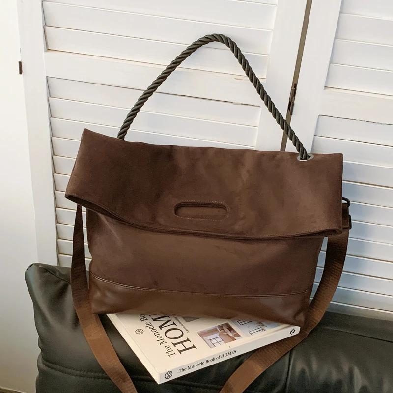 New designer style faux suede shoulder and crossbody bags with large capacity personality bags