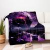 Purple Dice Fantasy Landscape Wall Art PrintBlanket Flannel Throw Blanket for Sofa, Bed, Travel, Camping, Office