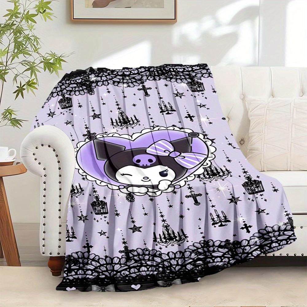 

1pc Cute Goth Cat Home Decor Blanket with Skull Headphones - seasonal universal cozy washable gift, suitable for all ages, suitable for all 130x150cm