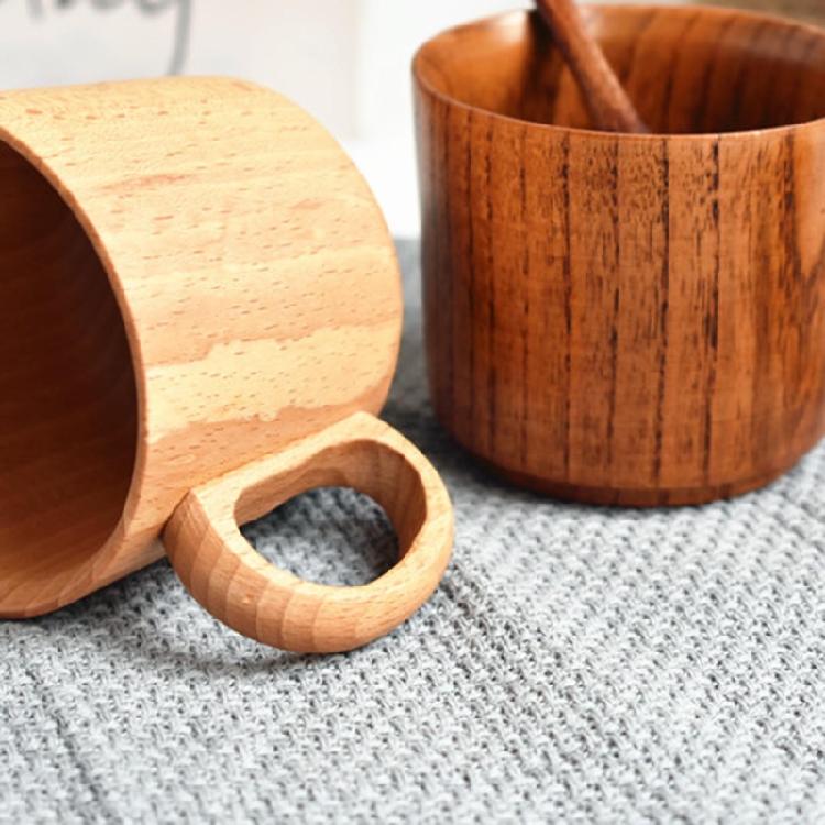 Wooden Mugs ECO Friendly Wood Drinking Cup with Handle for Coffee Tea Water Milk