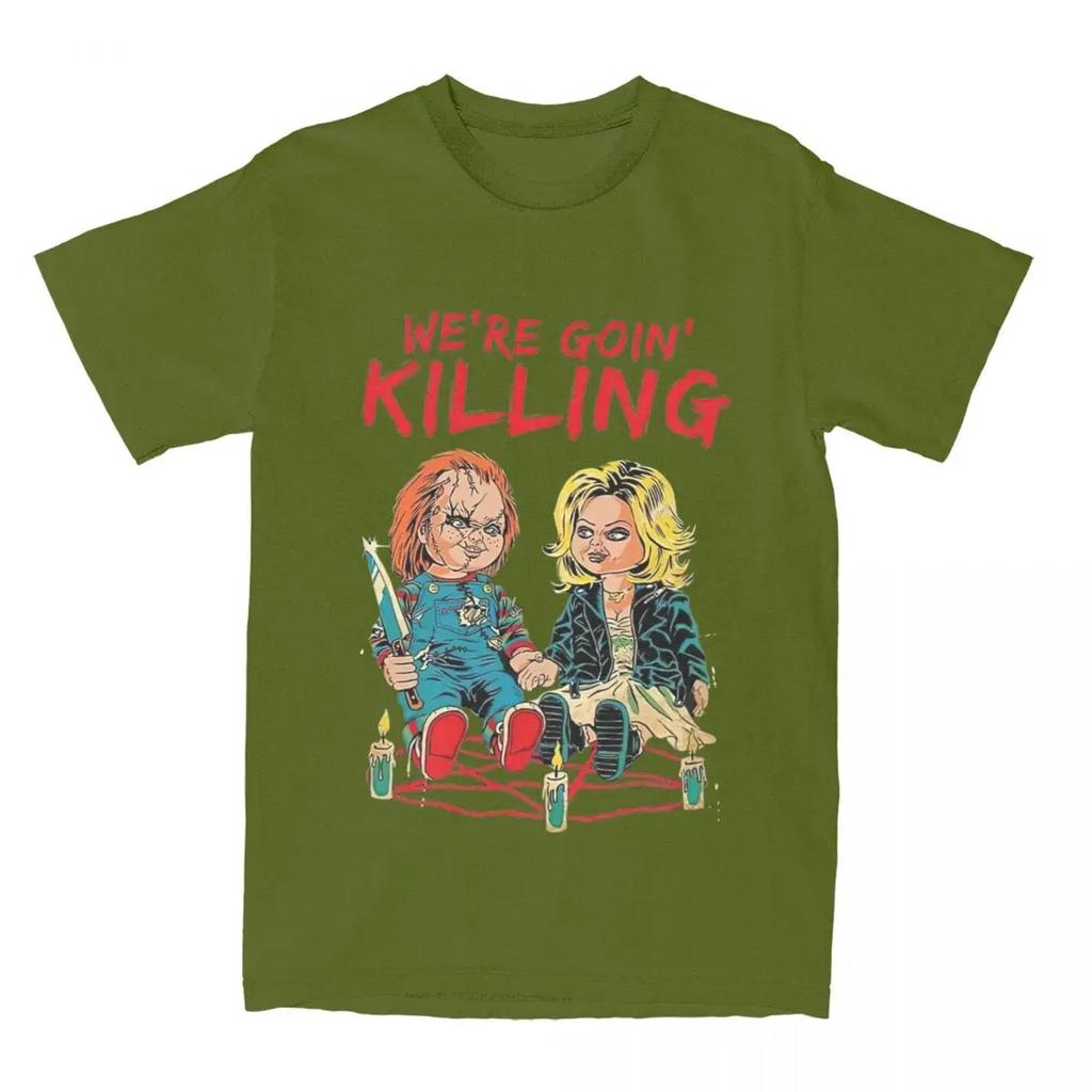 Men Women Horror Chucky We're Goin Killing Shirt Accessories Creative Pure Cotton Horror Chucky Film Lover Fan T Shirt
