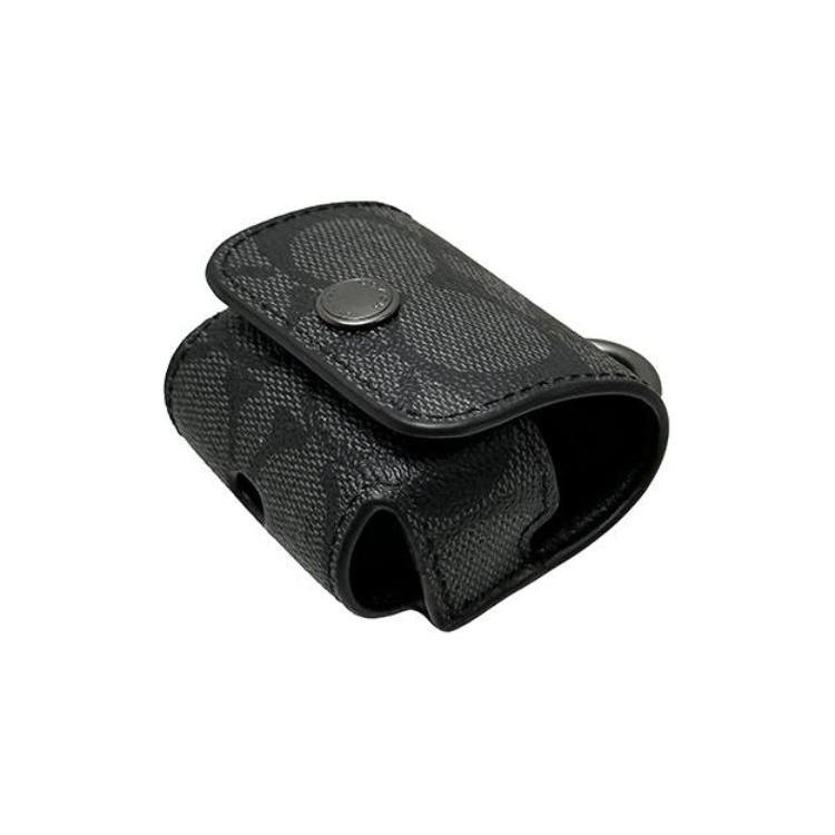 New COACH Canvas With Leather Earplug Case/Earphone Case Mini Unisex Black C1618-QBCHR