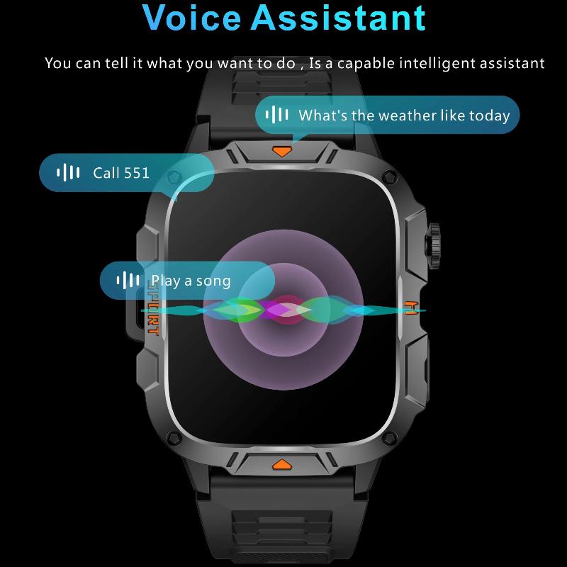 2025 New Military Grade Smart Watch Men 1.96" AMOLED Screen 5ATM Waterproof Sports Fitness Tracker BT Call Smartwatch For Xiaomi