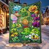 Plants VS Zombies Pattern Blanket for Home Decoration, Bed, Sofa, Car Travel, Camping, Suitable for All Seasons, Birthday Christmas Gift