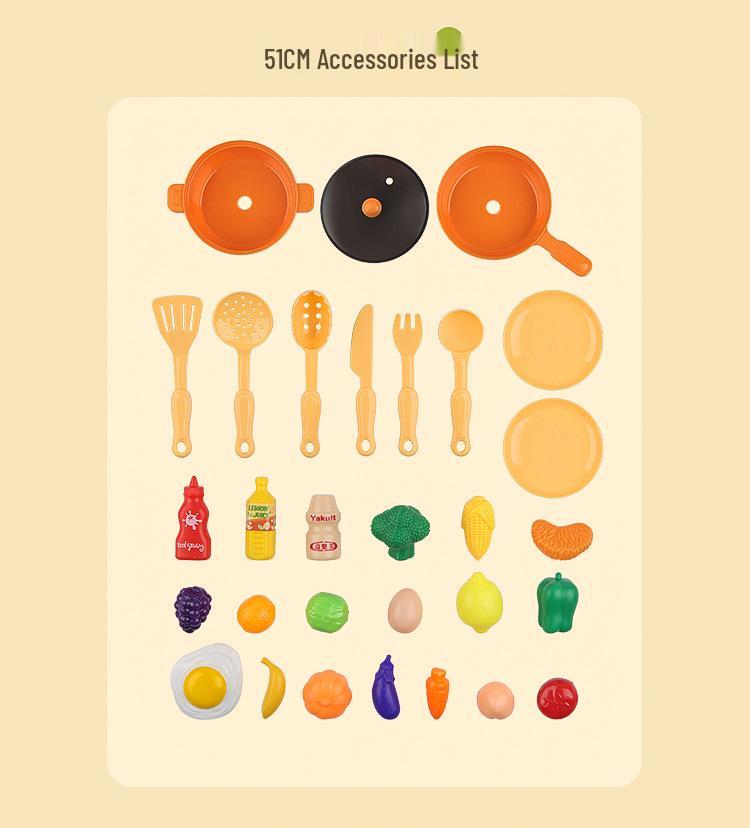 Cross-Border Kids' Pretend Play Kitchen Set: Cooking, Kitchenware, Dining Table Toys for Boys & Girls