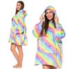 Felpa coperta coperta-felpa 2 in 1 oversize xxl con cappuccio spessa sherpa arcobaleno