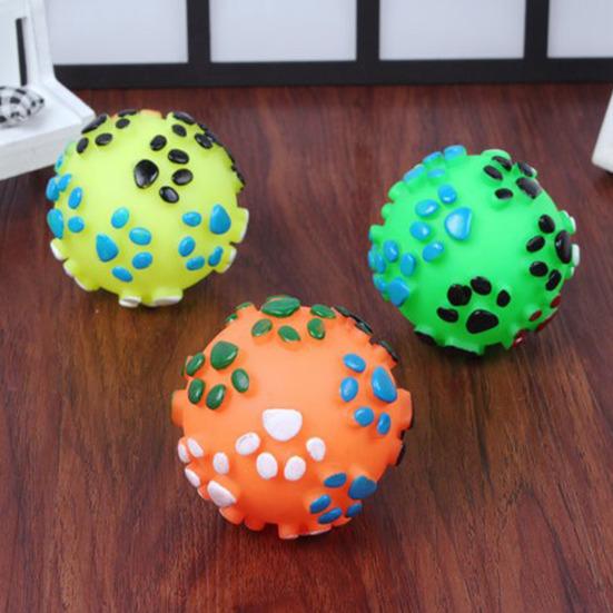 Dog Ball Chew Toy Squeaky Textured Chew Toy Fetch Ball Puppy Teething Toy for Small To Large Dogs Teeth Cleaning Anxiety Relief