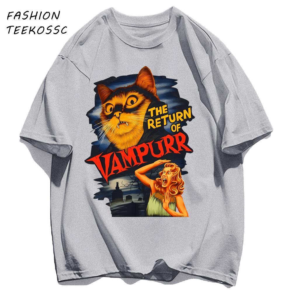 The Return Of Cat Print Men T Shirts AllMatch Soft Short Sleeve Hip Hop Fashion Summer Basics TShirt Unisex Cotton Loose Top