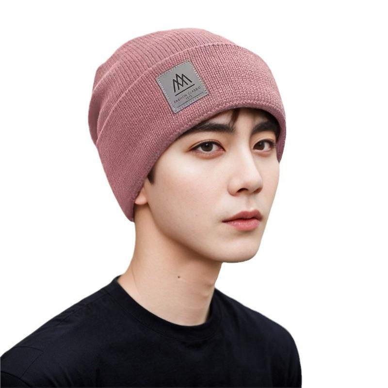 Hat Men's Winter Windproof, Cold-proof and Warm Wool Knitted Hat Super Thick Thickened Piled Headhat Big Head Circumference