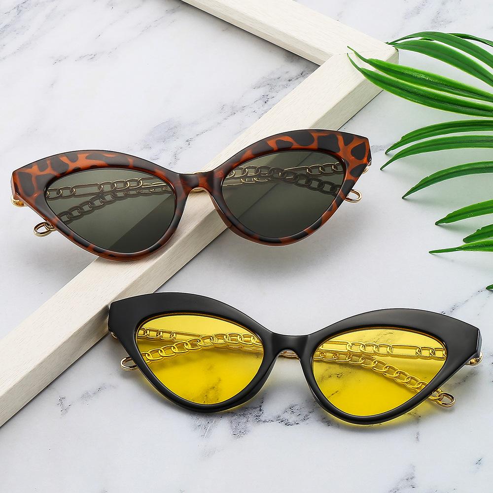 New Fashion Sunglasses Personalized Metal Chain Legs Sun Glasses Camping Trendy Retro Ideal Gift Triangle Frame Sunnies
