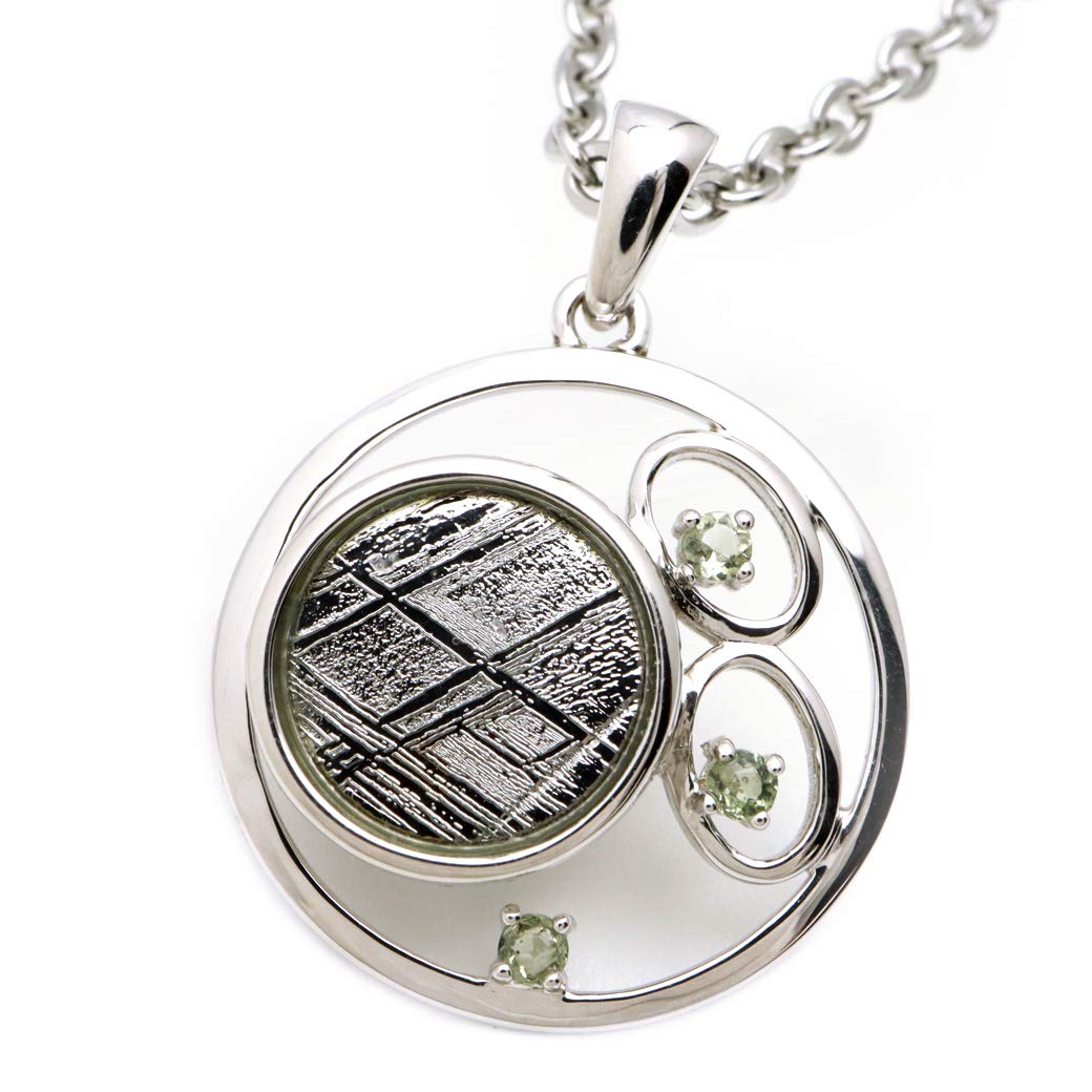 

Подвеска из метеорита Гибеон из натурального камня с 3 молдавитами, изготовленная из серебра, камень силы [ЗОЛОТОЙ КАМЕНЬ], ожерелье, камни, Намибия, 925,