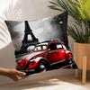 Urban Bus Car London Sreet Eiffel Tower Pillow Case Sofa Decorative Home Double-Sided Printing Short Plush Cushion Pillow Cover