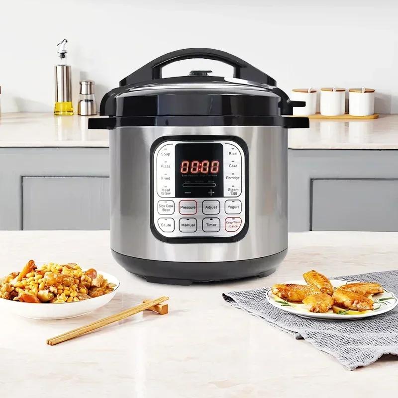 Oală sub presiune electrică multifuncțională din oțel inoxidabil, multicooker, aparat de gătit orez, supă, terci, încălzitor de alimente, bucătărie, 220V, 6L