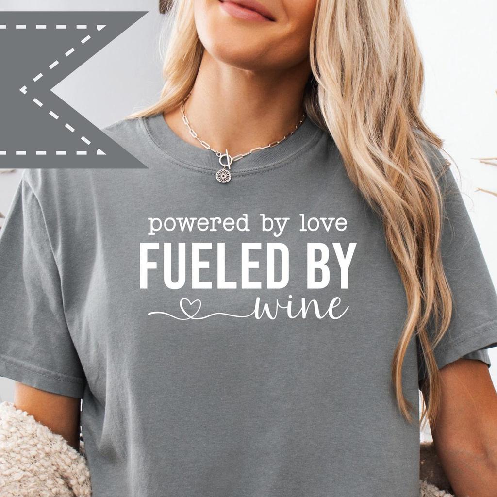 Comfort Colors® Fueled by Wine Graphic Tee, Mom Life Shirt, Gift for Her, Appreciation TShirt Gift