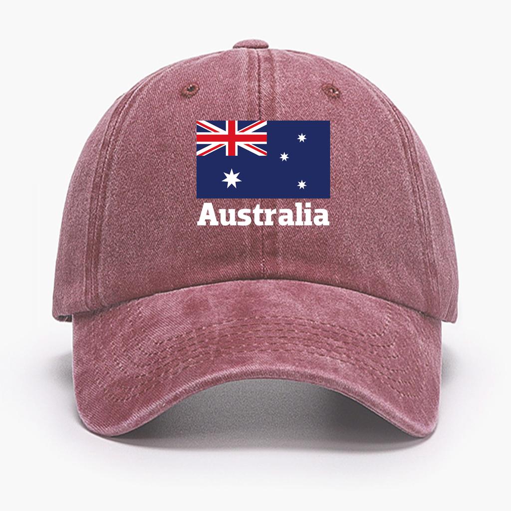 Australian Flag Print Baseball Cap Unisex AdjustableHat Sun Protect Dad Hat Washed Cotton UnisexCaps for Outdoor Traverl Hiking