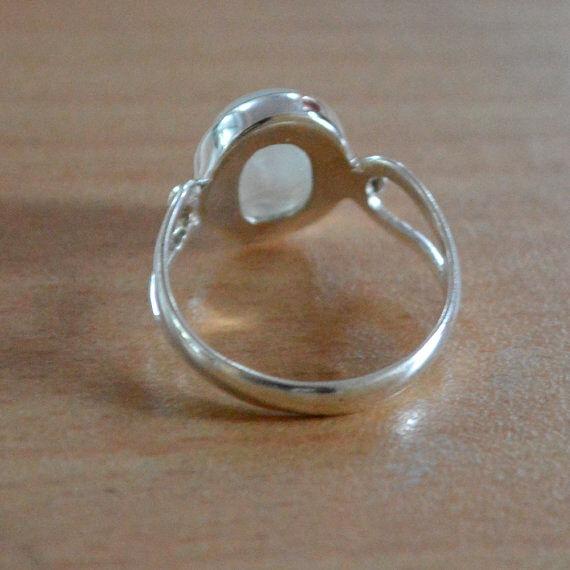 Natural Blue Fire Rainbow Moonstone Gemstone 925 Sterling Silver Ring
