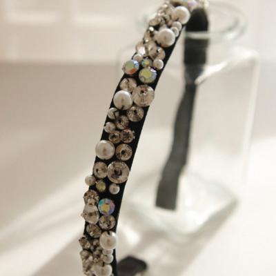 J.Lauren Shine White Cubic Pearl Detail Hairband H0979