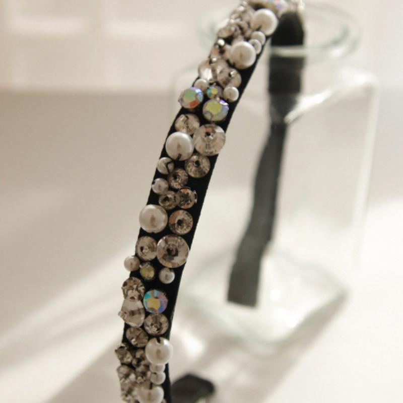 J.Lauren Shine White Cubic Pearl Detail Hairband H0979