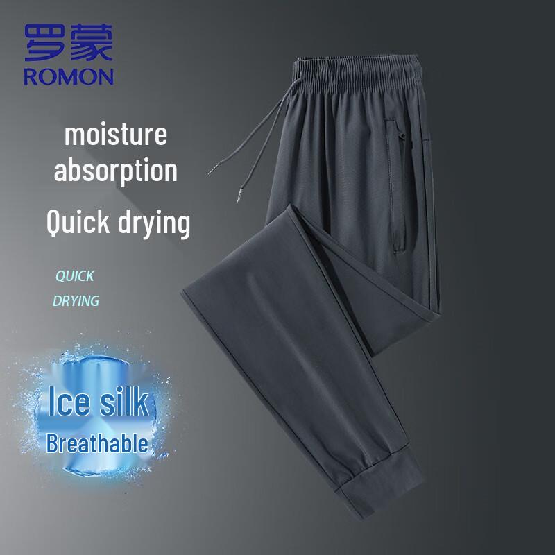 

ROMON Men s Summer Ice Silk Quick-Dry Straight Leg Pants 5XL