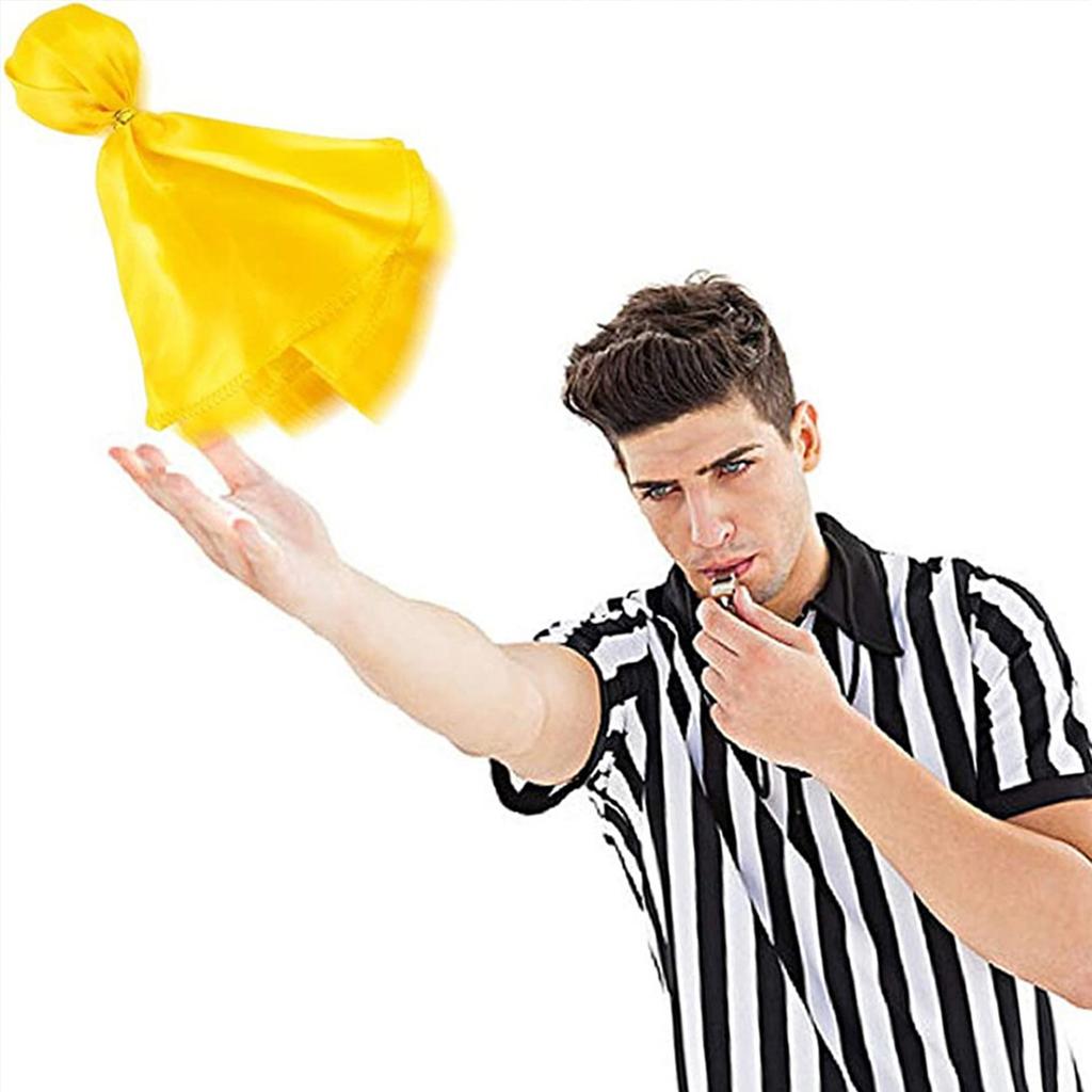 6pcs Referee Flag Challenge Flag with Metal Whistle for Football Game Football Penalty Flags Referee Gear Tossing Flags