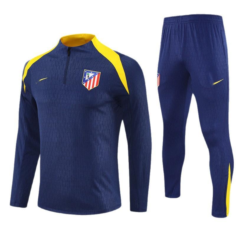 Atletico Madrid Football Suit, Long-Sleeved Half-Pull Warm-Up Before Autumn And Winter Games, Children'S Summer Short-Sleeved Training Suit